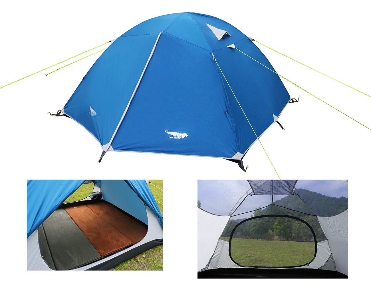 Luxe Tempo Lightweight 4 Person Tent for Backpacking Family Camping 7.7 lbs with Ridge Pole Gear Loft Rip-Stop Fabric Aluminum Poles