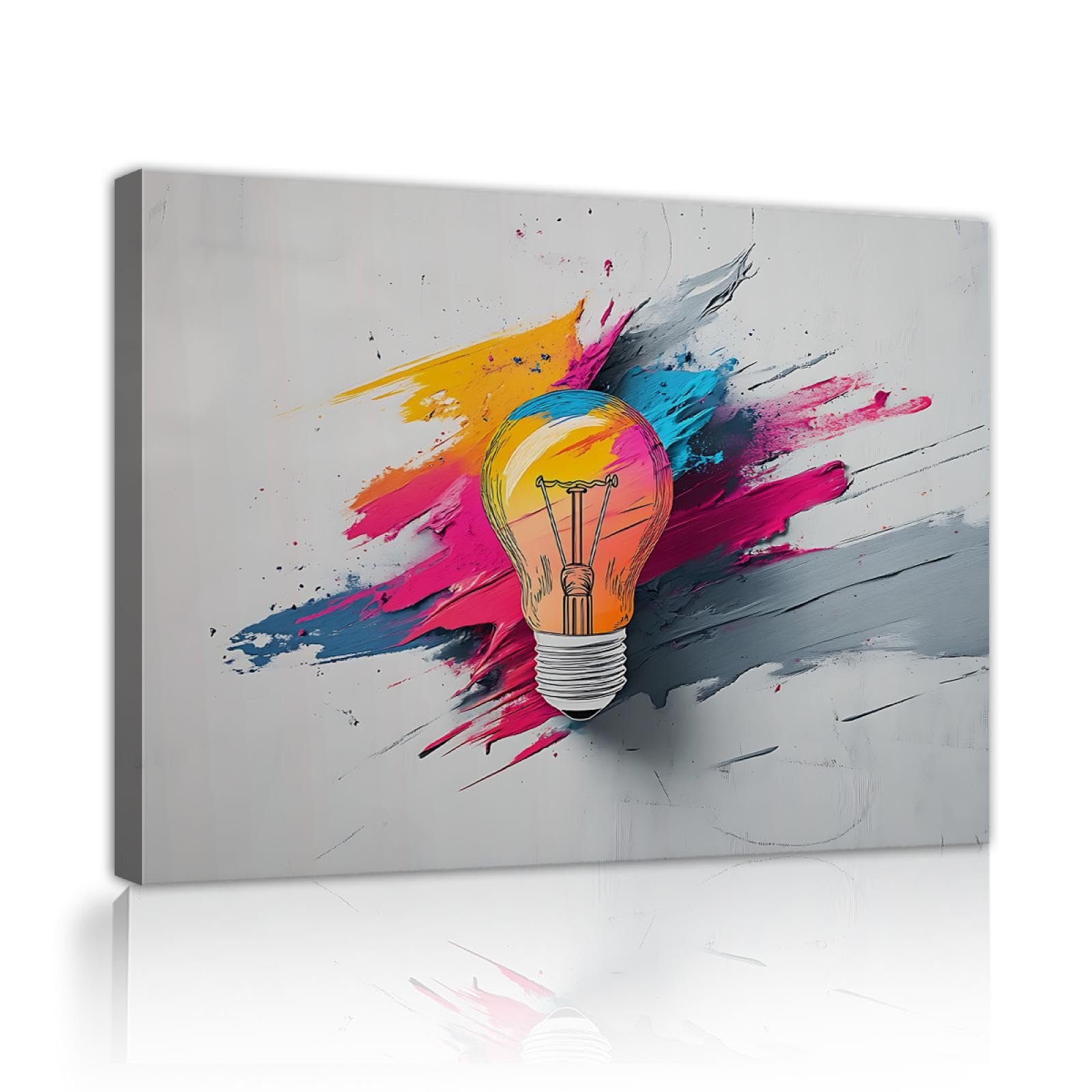 UIRINGART Kreatywne graffiti płótno sztuka ścienna kolorowa farba obraz dekoracja ścienna do salonu sypialni biura modna grafika plakaty 70 x 90 cm rama wewnętrzna