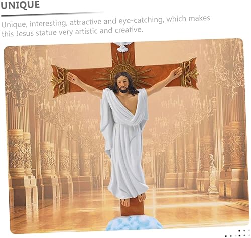Miniatura 7 de Holibanna Dije de estatua de Jesús para decoración de escritorio, adornos para estantes, decoración de escritorio, estatua de Cristo, decoración de