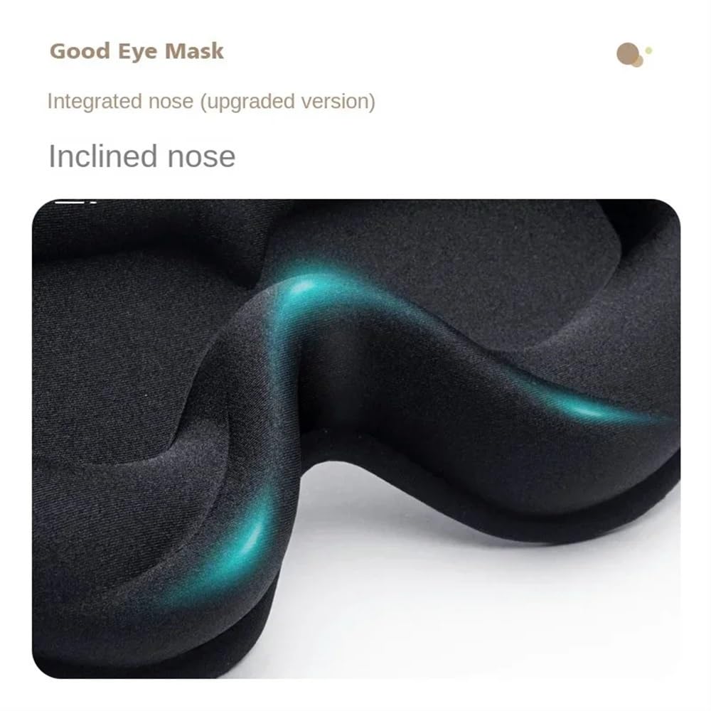 Maschera 3D da viaggio per dormire, naturale, portatile, morbida, in memory foam, imbottita, copertura per gli occhi, maschera per occhiali (nero, 4 pezzi)