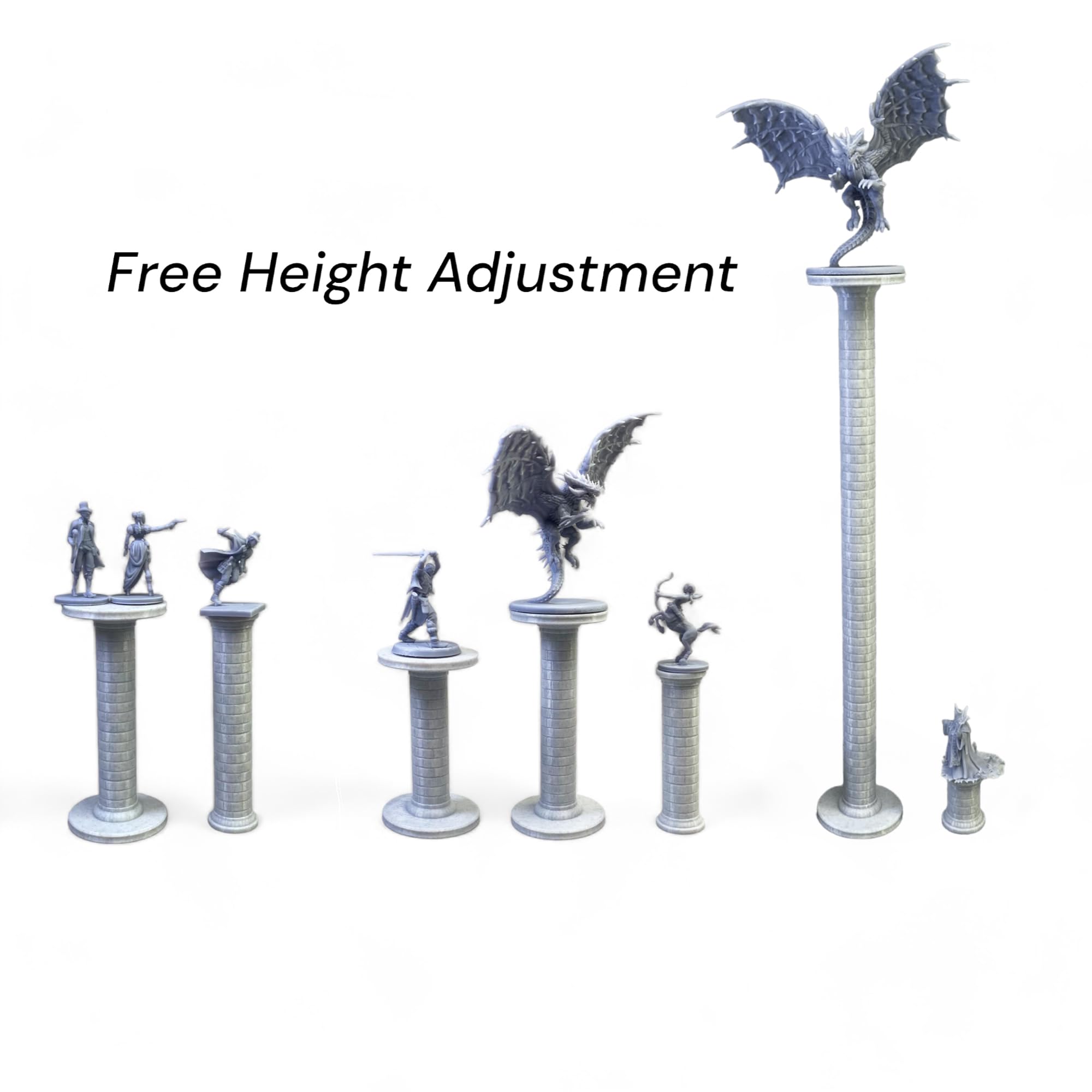 Lixusia Combat Risers Adjustable Height Flying Miniature Stands with 3 Platforms and 10 Tiers for DND, Tabletop RPG, Board Games