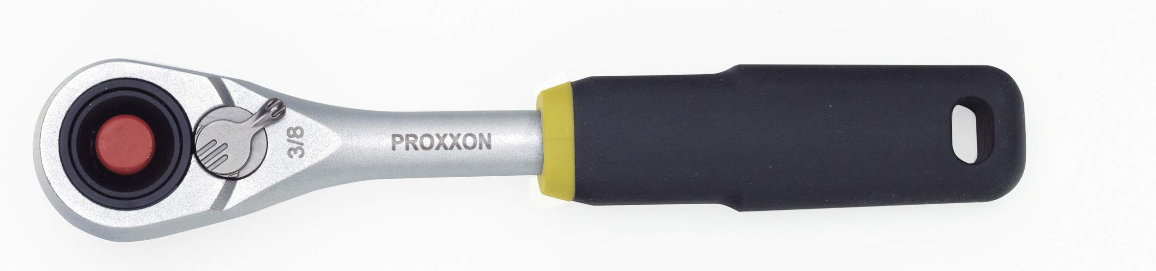 Proxxon 23162 - Llave de carraca compacta (3/8", 15 x 28 mm, longitud total 150 mm, giro a derecha/izquierda, acero CRV, mango resistente al aceite/ácido, carraca) 23 162