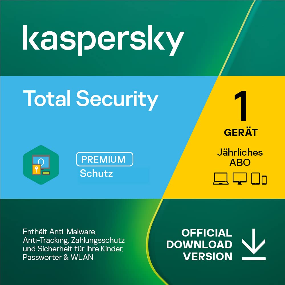 Kaspersky Total Security 2023 1 Gerät Jährliches Abo Windows/Mac/Android Aktivierungscode per Email