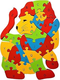 Comprar Puzzle, Rompecabezas Educativo de Madera, Animales y Vehículos, 25x20 cm, Números y Letras Alfabeto, Multicolor (León)
