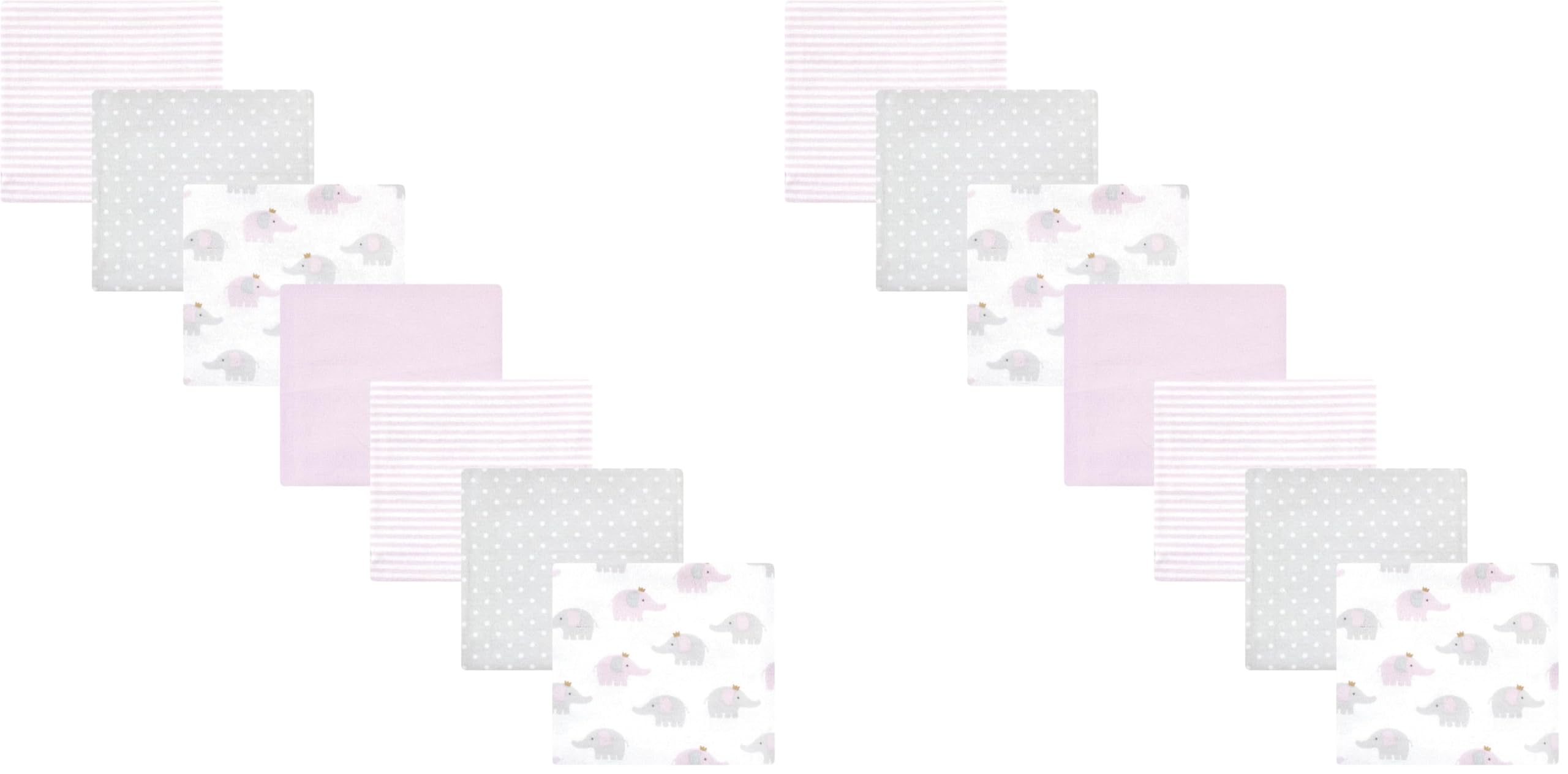 Hudson Baby Unisex Baby Cotton Flannel Receiving Blankets Bundle, Lilac Elephants, One Size (Pack of 2)