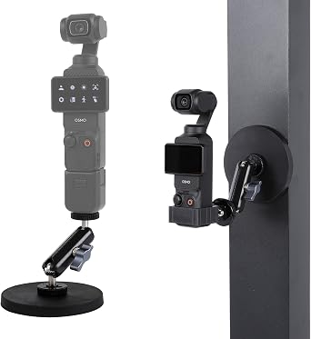 Magnetic Camera Mount with Magic Arm Compatible with DJI Osmo Pocket 3,Insta360 One X4 X3 X2 Go3, Heavy-Duty Magnet Base Stand with 1/4"-20 Thread for Gym, Car Mounting