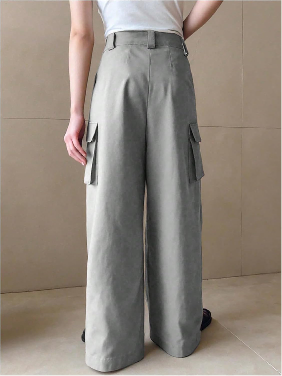 GORGLITTER Men's Baggy Cargo Pants High Waisted Wide Leg Dress Metal Slacks Work Pants Y2K Casual Trousers - Image 2