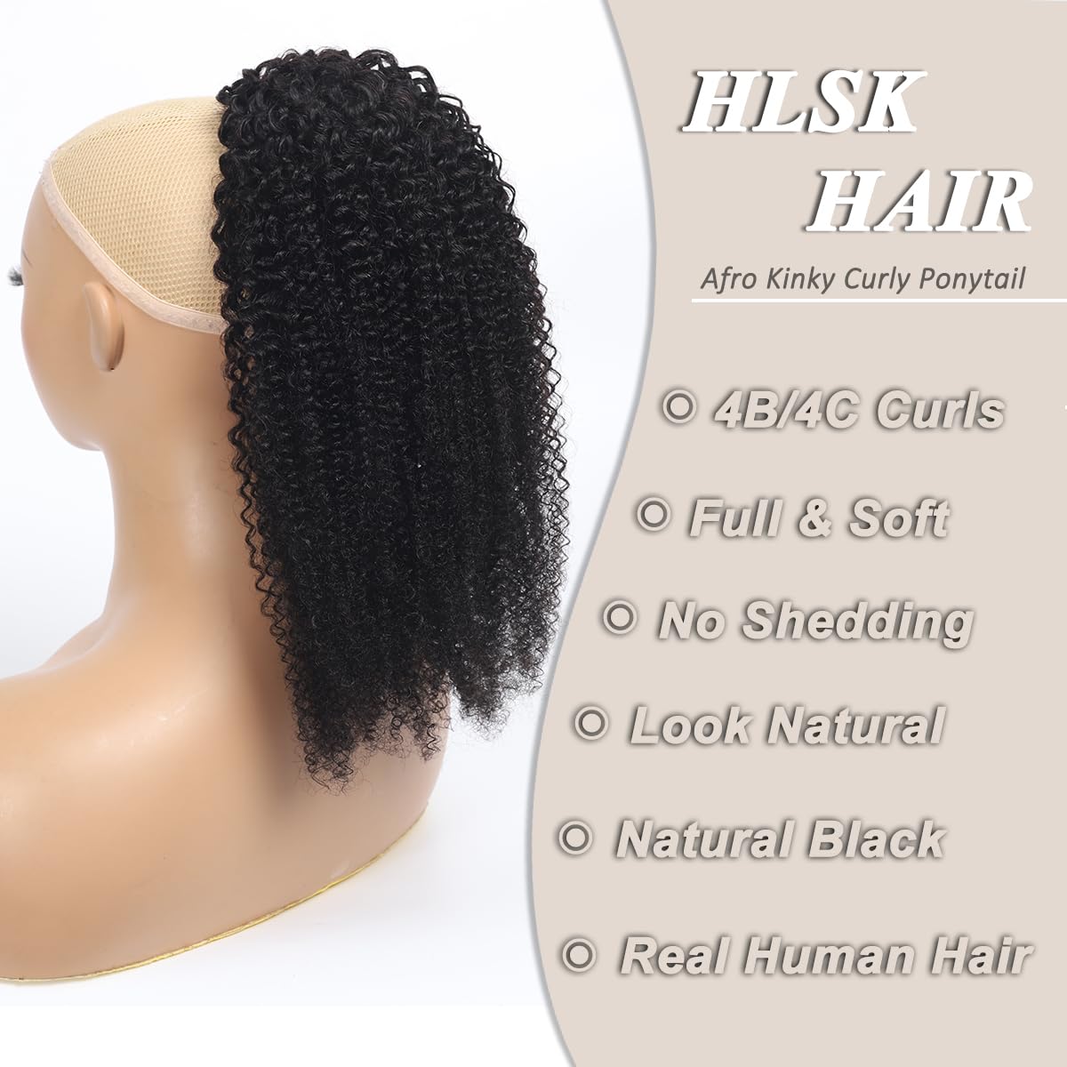 Afro Kinky Curly Drawstring Pontail Human Hair For Black Women,4C Natural Curly Drawstring Ponytail Extension,10A Brazilian Virgin Kinky Curly Human Hair Ponytail (20 Inch)