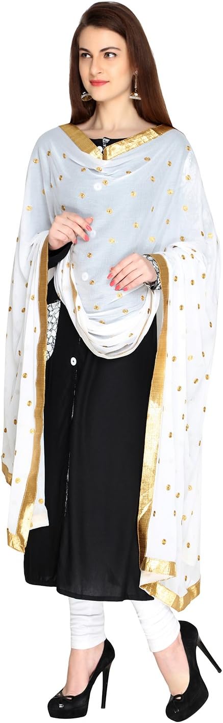 DUPATTA BAZAAR Woman's Embroidered Chiffon Dupatta Scarf Shawl Wrap Soft - Image 2