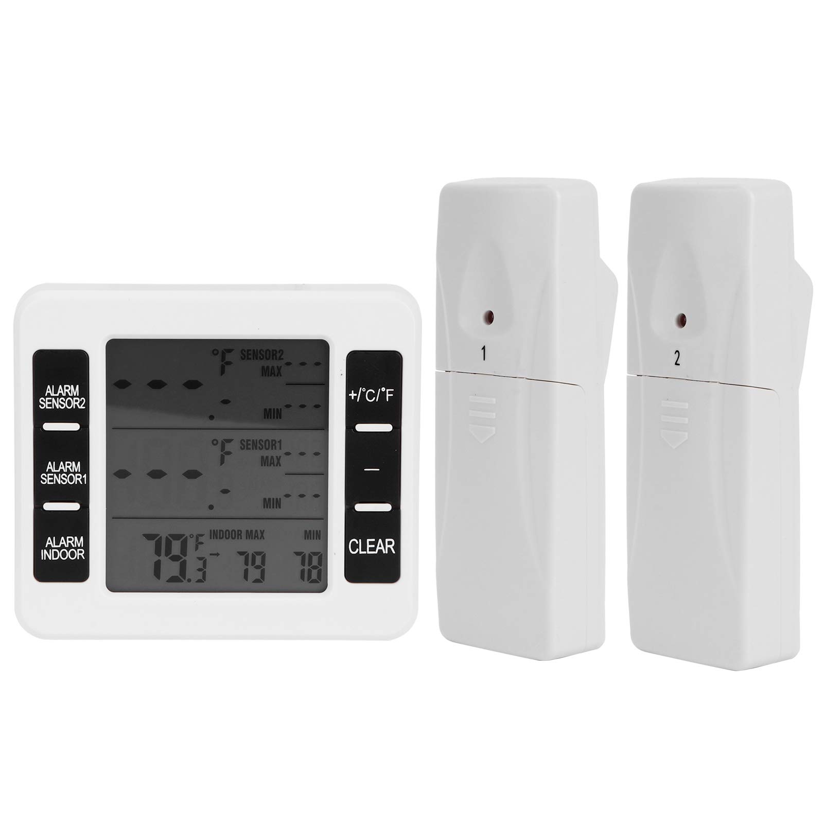 Termometro per Frigorifero Termometro Digitale per Frigorifero Senza Fili Impermeabile Ampio Display LCD Funzione di Registrazione Max/min, Bianco(One for otwo)