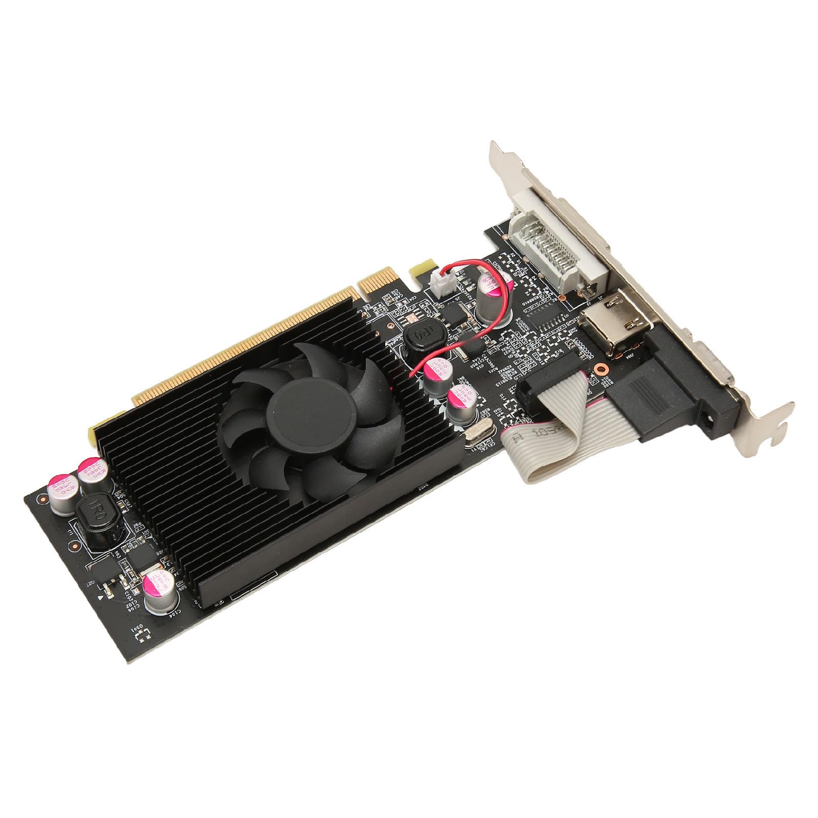Carte Graphique de Bureau 1 Go DDR2 64 Bits, GPU 589 MHz, Horloge Mémoire 800 MHz, PCI Express 2.0, Performances Stables, Largement Compatible, Ventilateur de (GT210 1 Go DDR2 64