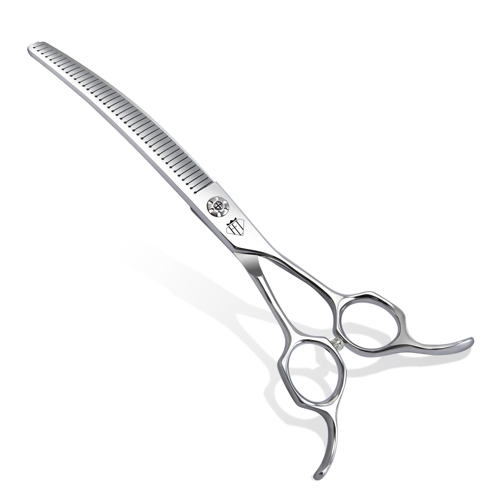 Photo 1 of Fenice Totem Professional Curved Thinning Scissors for Dog Grooming, 30-Degree Curvature, Japanese 440C for Trimming Dogs Cats and Other Pets face and paws (Curved Blender)
