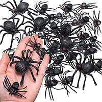 30 Pieces Realistic Plastic Spider Toys Plastic Halloween Spider Large Fake Spider Black Scary Spiders for Boys Teens Adults Halloween Prank Props(Cute Style,Mixed Sizes)