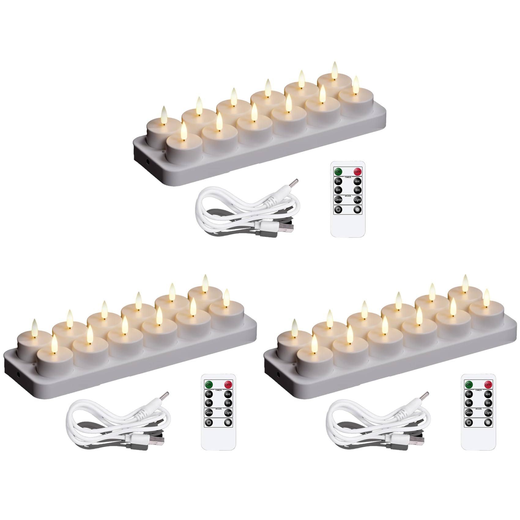 Vjsujehgy Rechargeable Tea Lights Candles, 36 Pcs Rechargeable Candles with Remote Charging Base, LED Flameless Candles