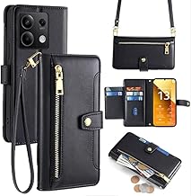 betterfon Hülle Kompatibel mit Xiaomi Redmi Note 13 5G | Leder Handyhülle Praktische Handykette Kartenfächer Brieftasche Umhängetasche Kompatibel für Redmi Note 13 5G | Schwarz