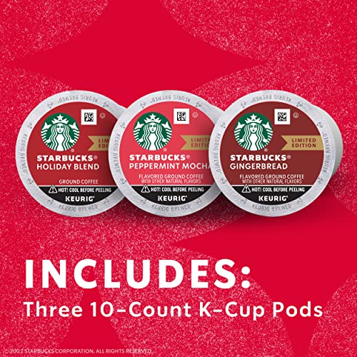 Image of Starbucks K-Cup Coffee Pods, Medium Roast & Naturally Flavored Coffee, 100% Arabica, Limited Edition, 3 boxes (30 pods total)