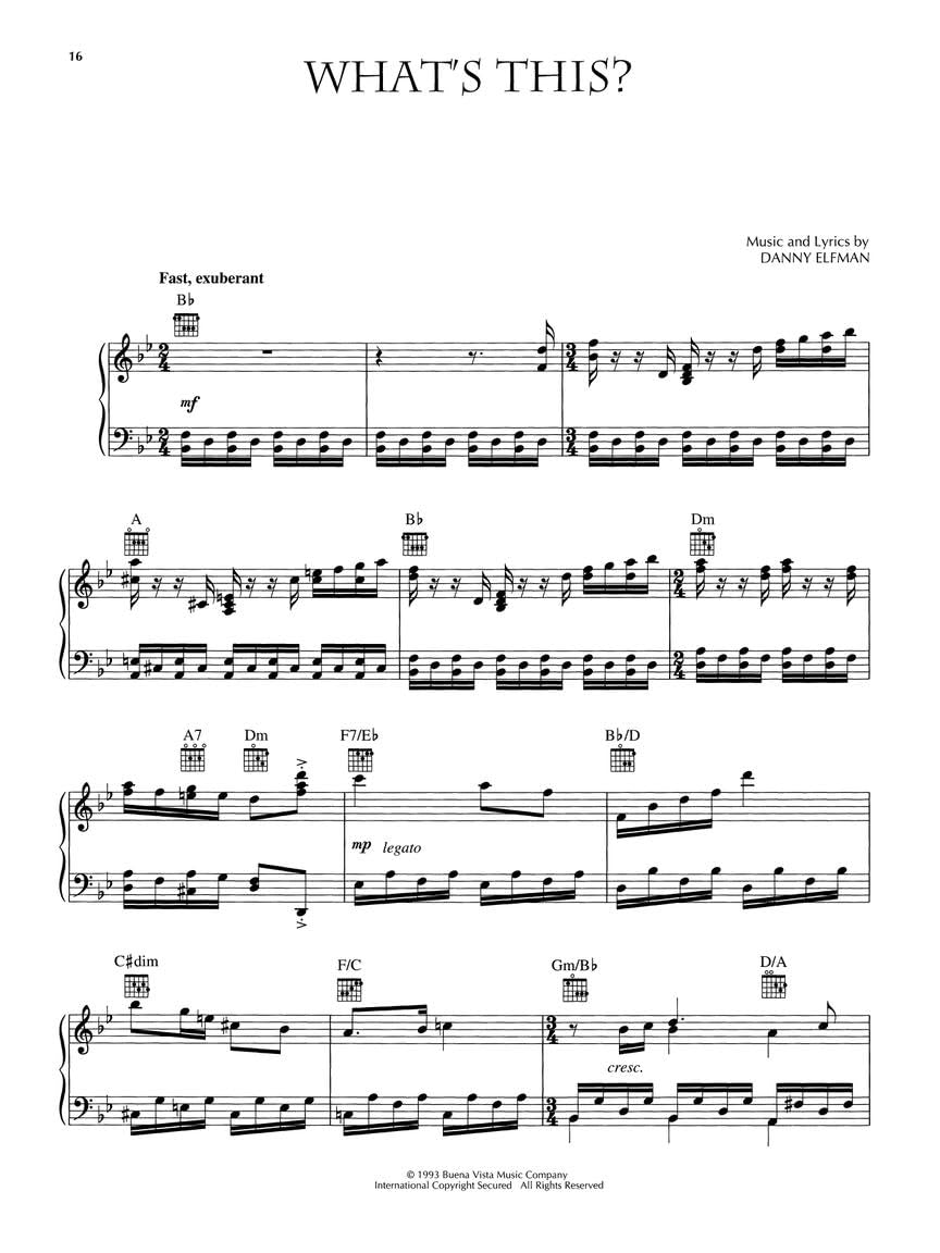 Tim Burton's The Nightmare Before Christmas. Piano, Voix & Guitare.