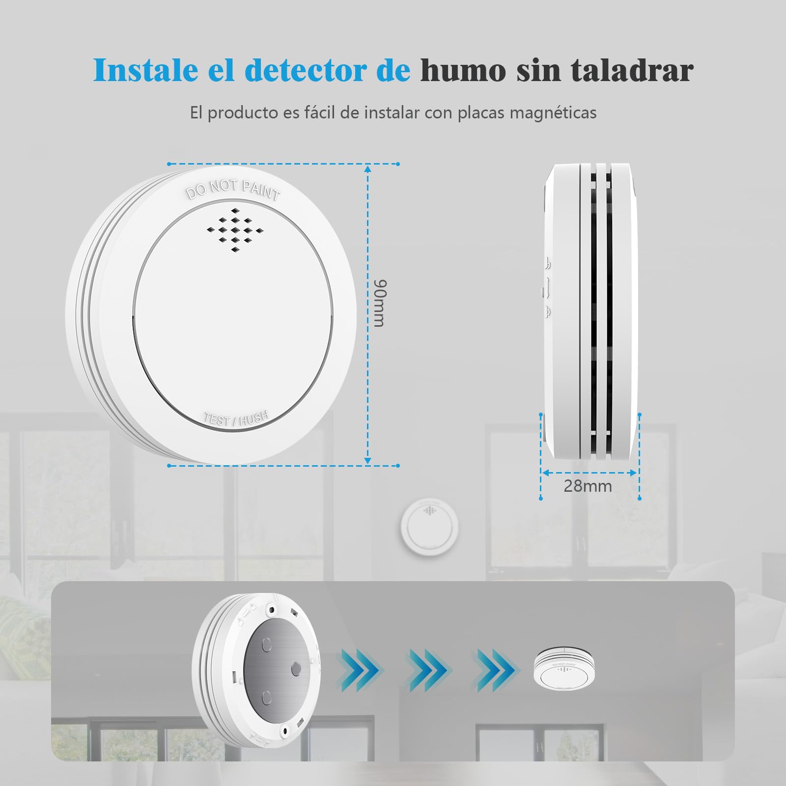 Detector de Humo con estación Base, 10 años interconectado Detector de Incendios Smart Conforme a EN14604, con batería reemplazable, sin Parpadeo LED, Compatible con la aplicación XINDUM, 2 Unidad