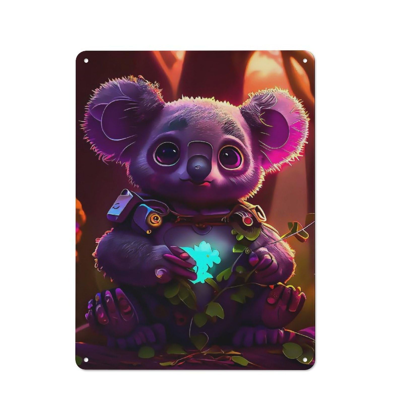 Junmoney Style-16 Metal Sign 40X30cm With Koala For Workshop Wall, Rustic Decor, Wall Decoration For Workshops And Hobby Rooms