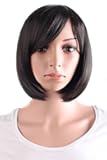 30 cm/12 Inch Side Bangs Synthetic Straight Short Bob Wig (Black)