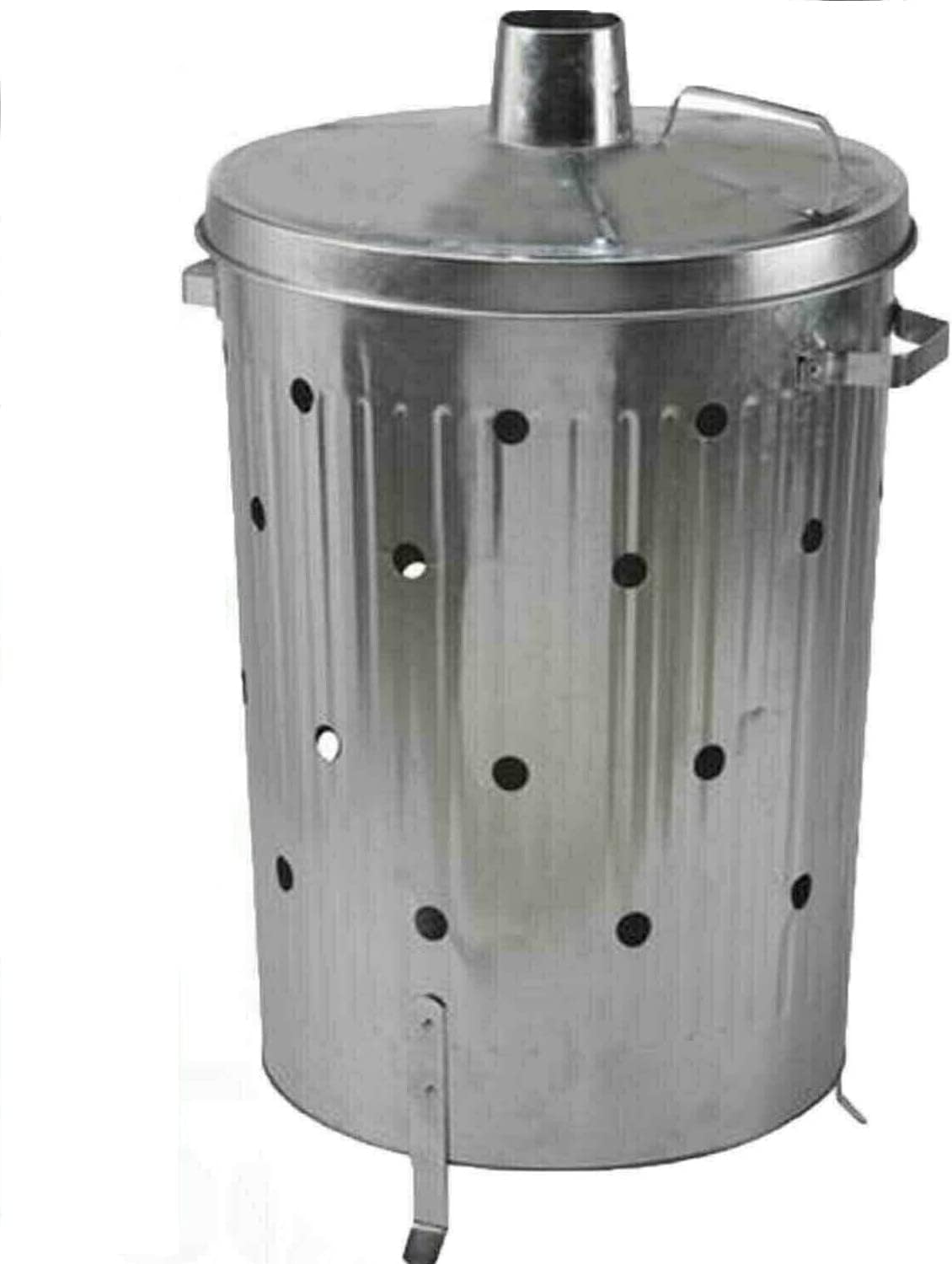 GARD N TOOL 60 Litre 60L Large Galvanised Metal Incinerator Recycle Garden Rubbish Fire Burning Bin Leaves Wood Burner