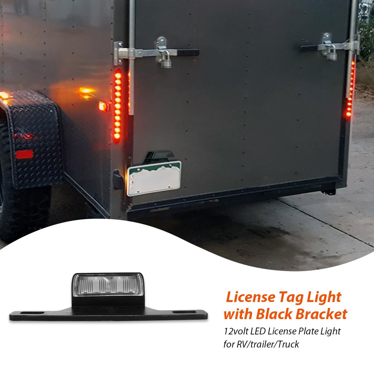 Dream lighting 12volt LED License Plate Light and Bracket for Trailer RV Truck - Cool White Lighting, IP65, 8.2inch