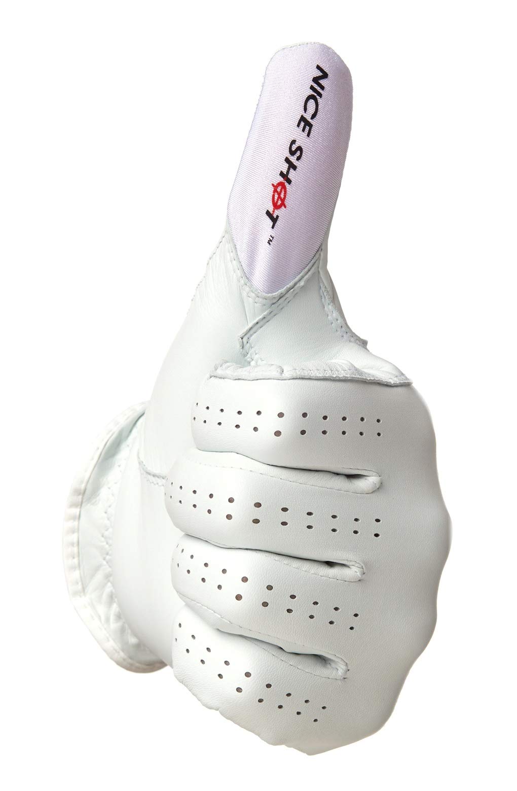 Nice Shot Thumbs Up Cabretta Leather Golf Glove Men's Cadet White | Premium & Genuine Cabretta Leather