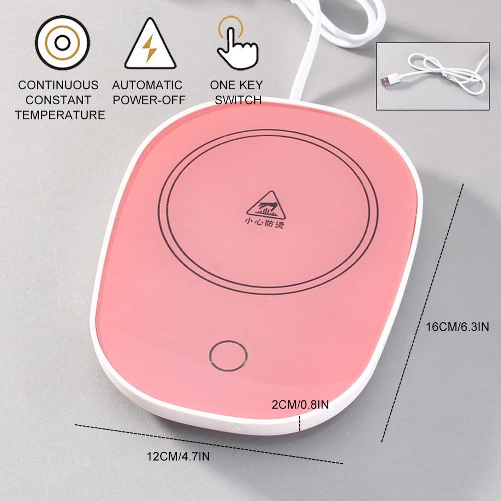 Scalda Bevande, Tazze Da Caffè, Scalda Tazza USB, Coffee Warmer, Scaldatazze da Caffè, Riscaldatore Caffè Intelligente, Scaldabagno Tazza USB Ufficio/Casa, Tazza Termica Caffè/Tè, Rosa
