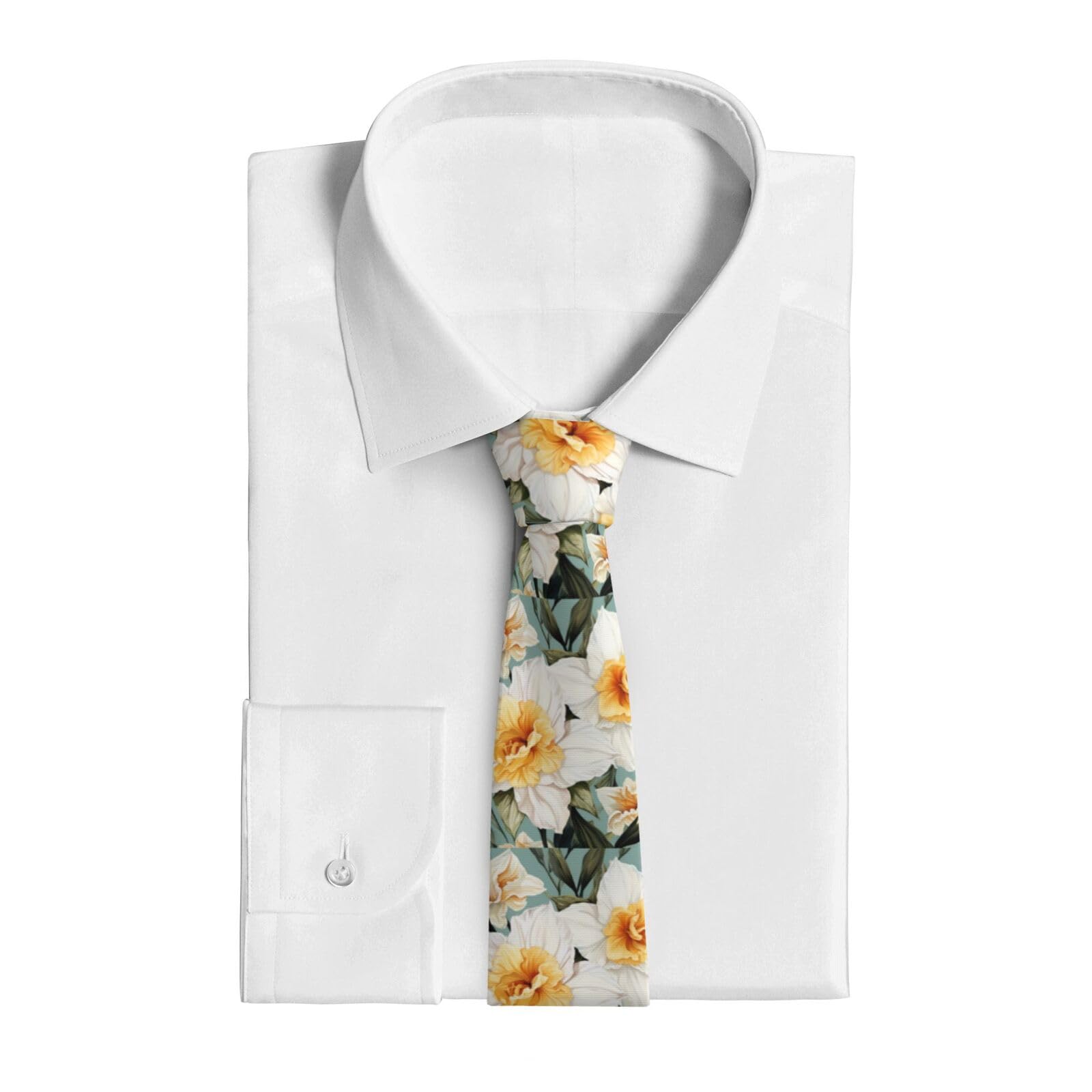 VducK Necktie Men's Ties Business Formal Necktie Tie For Wedding Formal Occasion Two Daffodils Neck Tie for Men