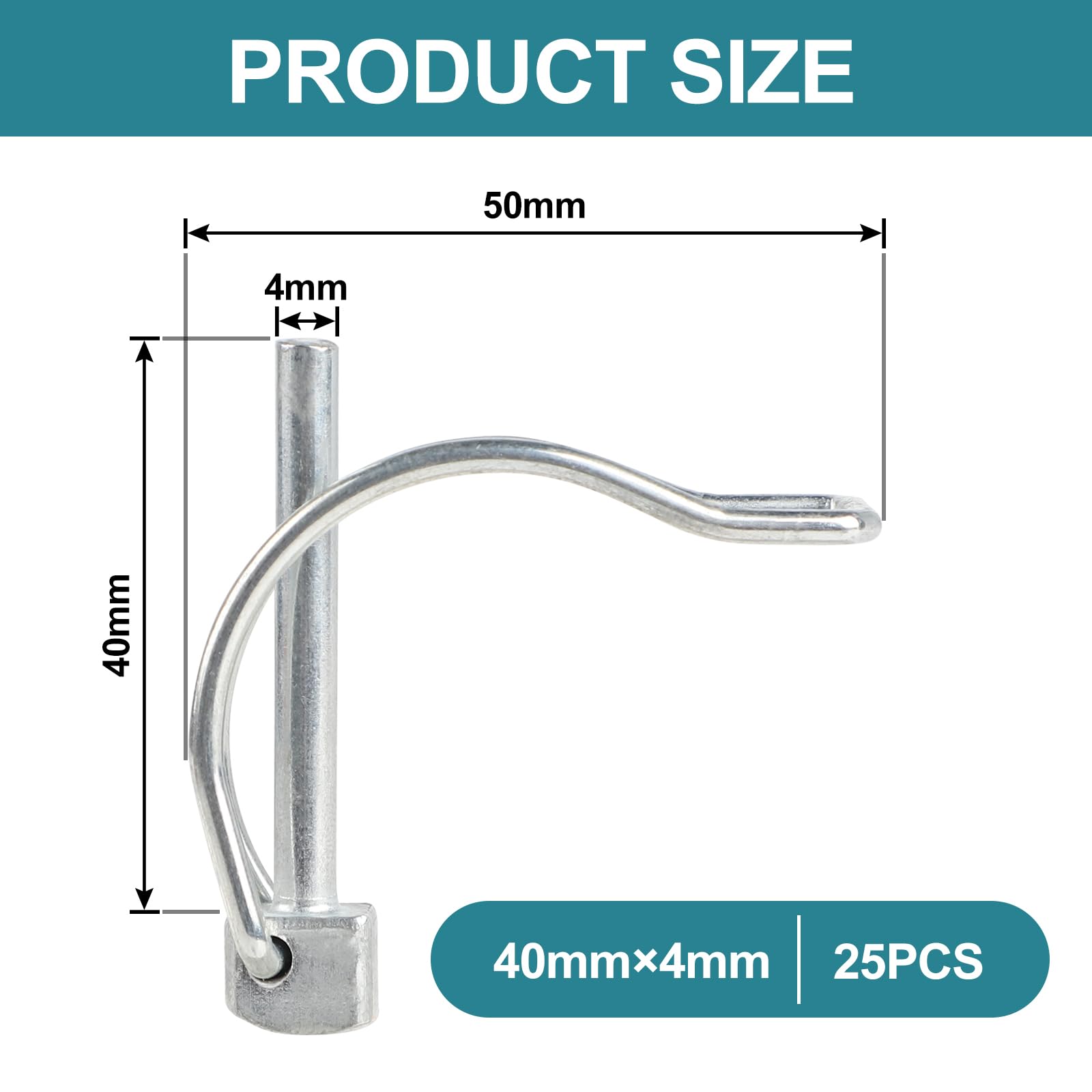 MIGUBIGU Folding Splint D Shape 4 x 40 mm Pipe Folding Pins with Snap Fastener Pipe Folding Pin Carbon Steel Galvanised Pack of 25 - Image 2
