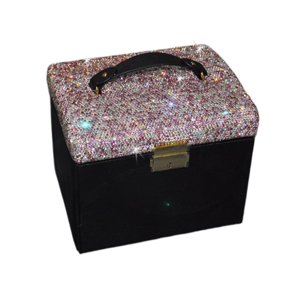 Joyero de almacenamiento de doble capa, organizador de espejo multifuncional, diseño creativo para mujeres y niñas, solución de almacenamiento de diamantes portátil y elegante