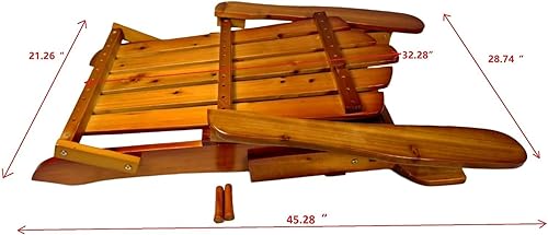 Miniatura 3 de Foldable Wooden Adirondack Chair, Classic Oak Finish Outdoor Patio Chair with Wide Armrests, Solid Hardwood Construction for Deck, Garden, Beach,