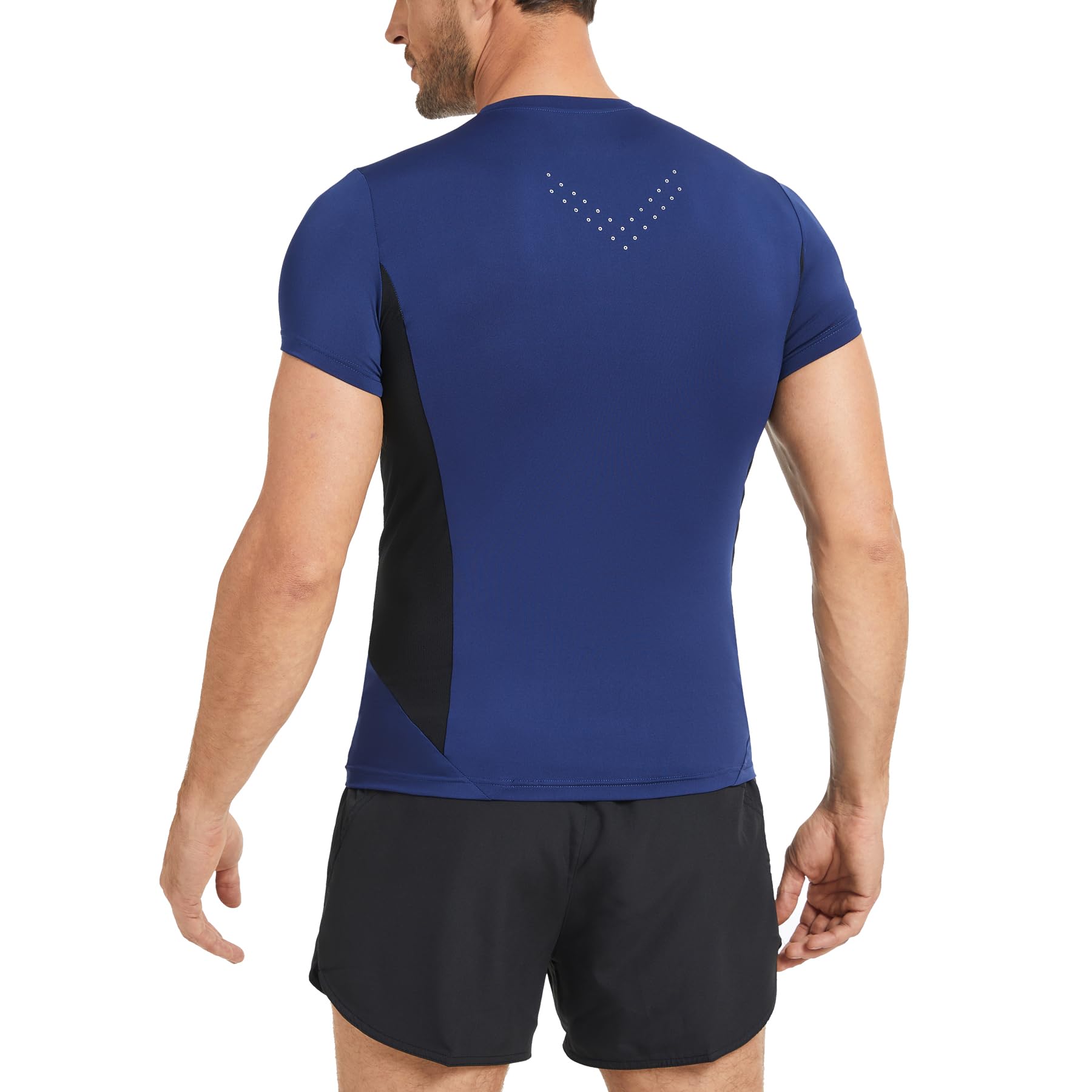 AMZSPORT Maglietta a Compressione da Uomo, a Maniche Corte, Funzionale, Cool Dry, per Allenamento e Corsa
