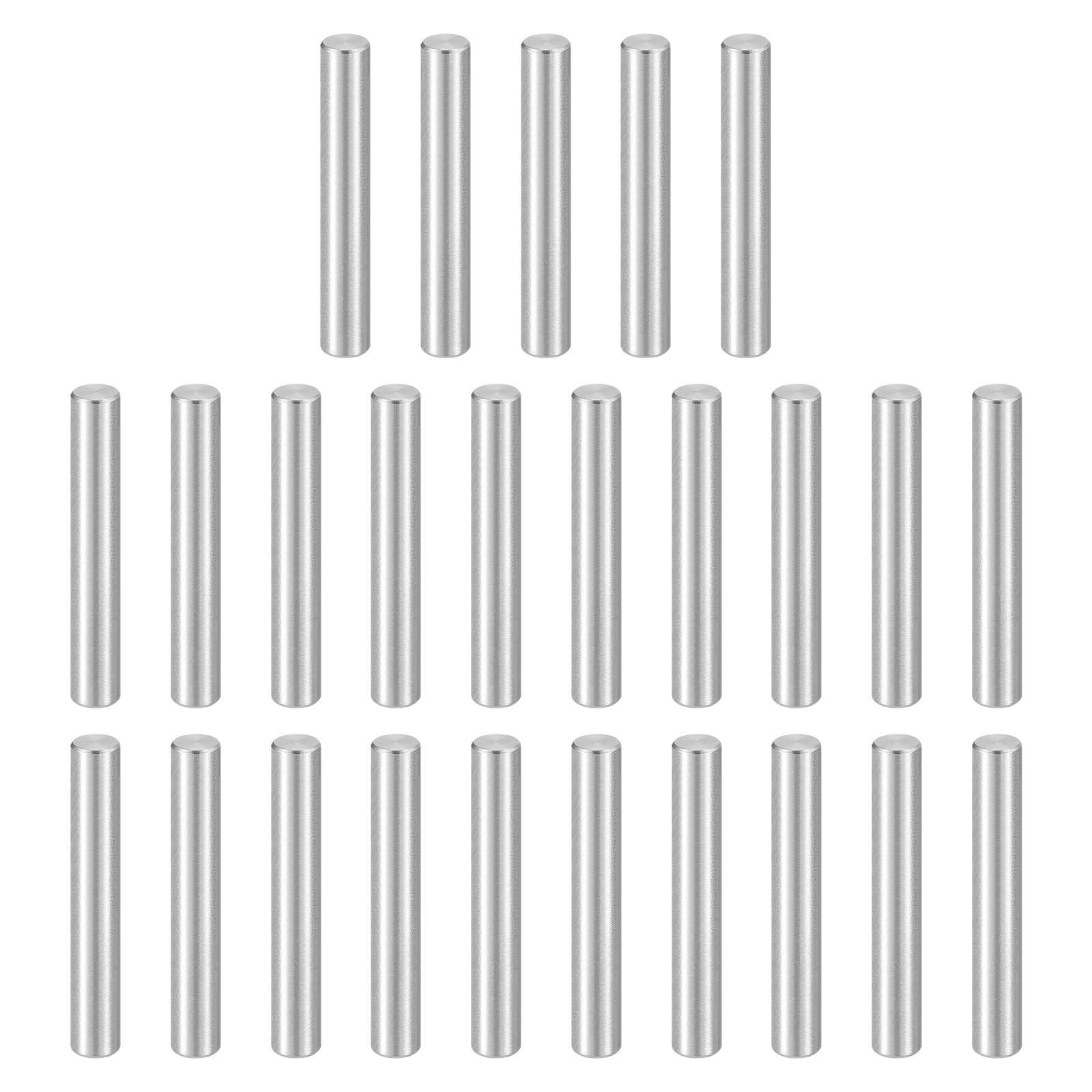 sourcing map 25pcs Dowel Pins, M5 x 40mm 304 Stainless Steel Cylindrical Shelf Support Peg Pin Rod Fasten Elements for Metal Devices Wood Furniture DIY Installation, Silver