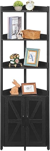 HOOBRO Estante esquinero con almacenamiento, armario de almacenamiento de esquina alto, estante esquinero de 5 niveles, estantería de esquina