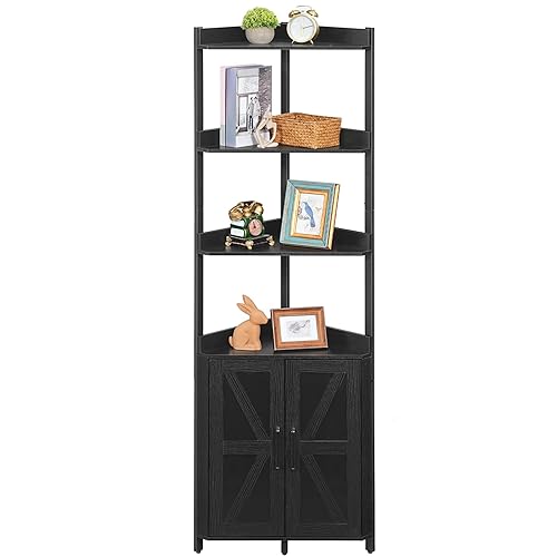 HOOBRO Corner Shelf with Storage, Tall Corner Storage Cabinet, 5-Tier