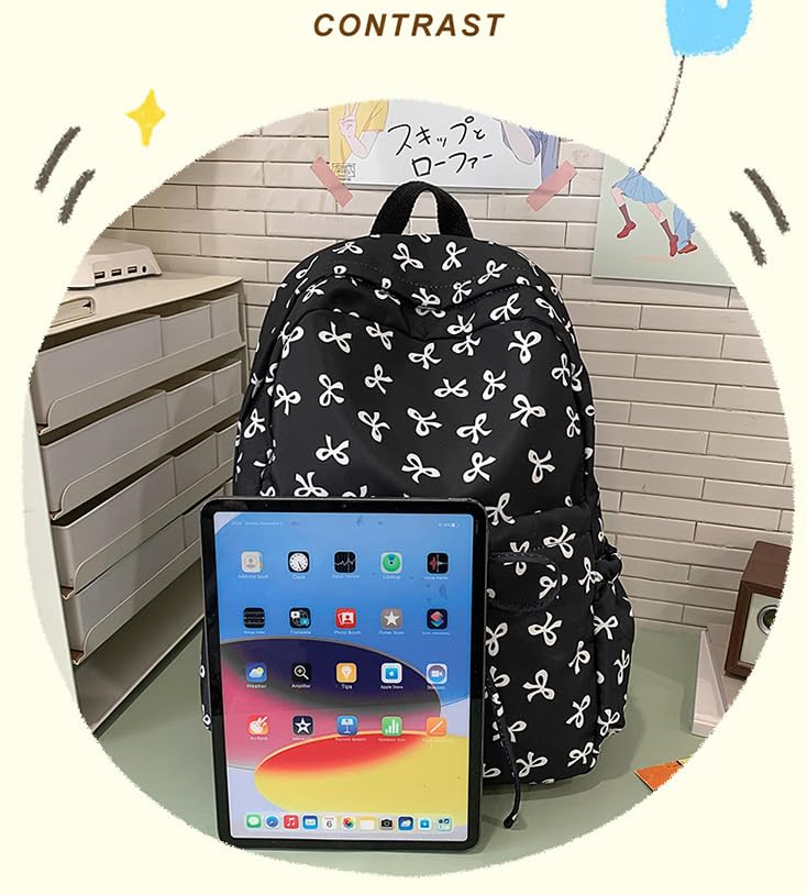 Set Bow Backpack For Girls, Cute Kawaii Backpacks Set, Large Capacity, Waterproof, Cute Bow Backpack, for Girls (Color-A)2