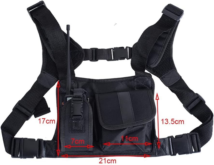 Universal Radio Chest Rig Harness Walkie Talkie Holster Tactical Vest Bag Pack Pouch Case Accessories Holder for Baofeng UV5R Kenwood Motorola APX6000/APX8000/APX4000/XPR