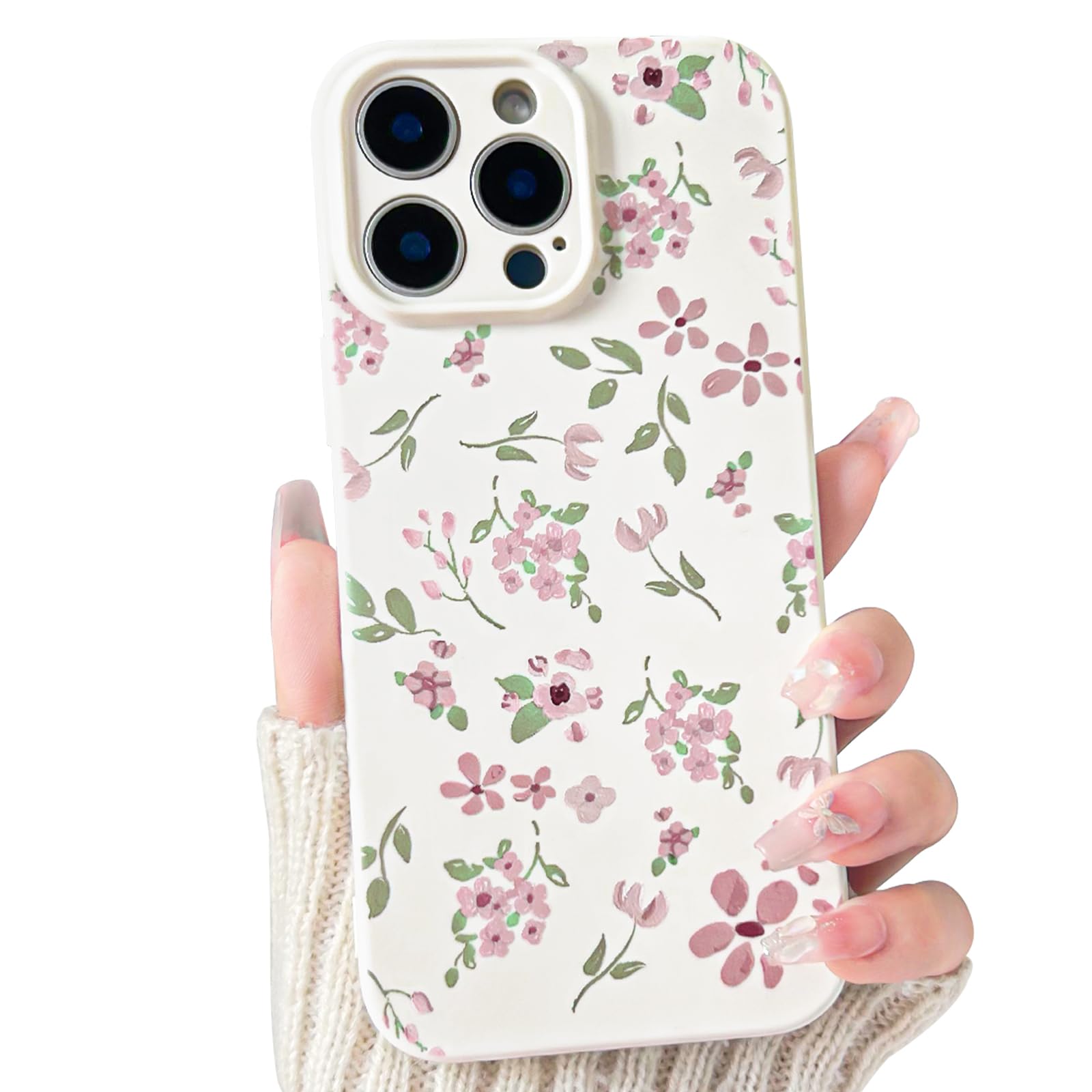 Lovmooful Compatible for iPhone 12 Pro Max Case Cute Aesthetic Floral Flower Leaf Design for Girls Women Soft TPU Shockproof More Protective Girly for