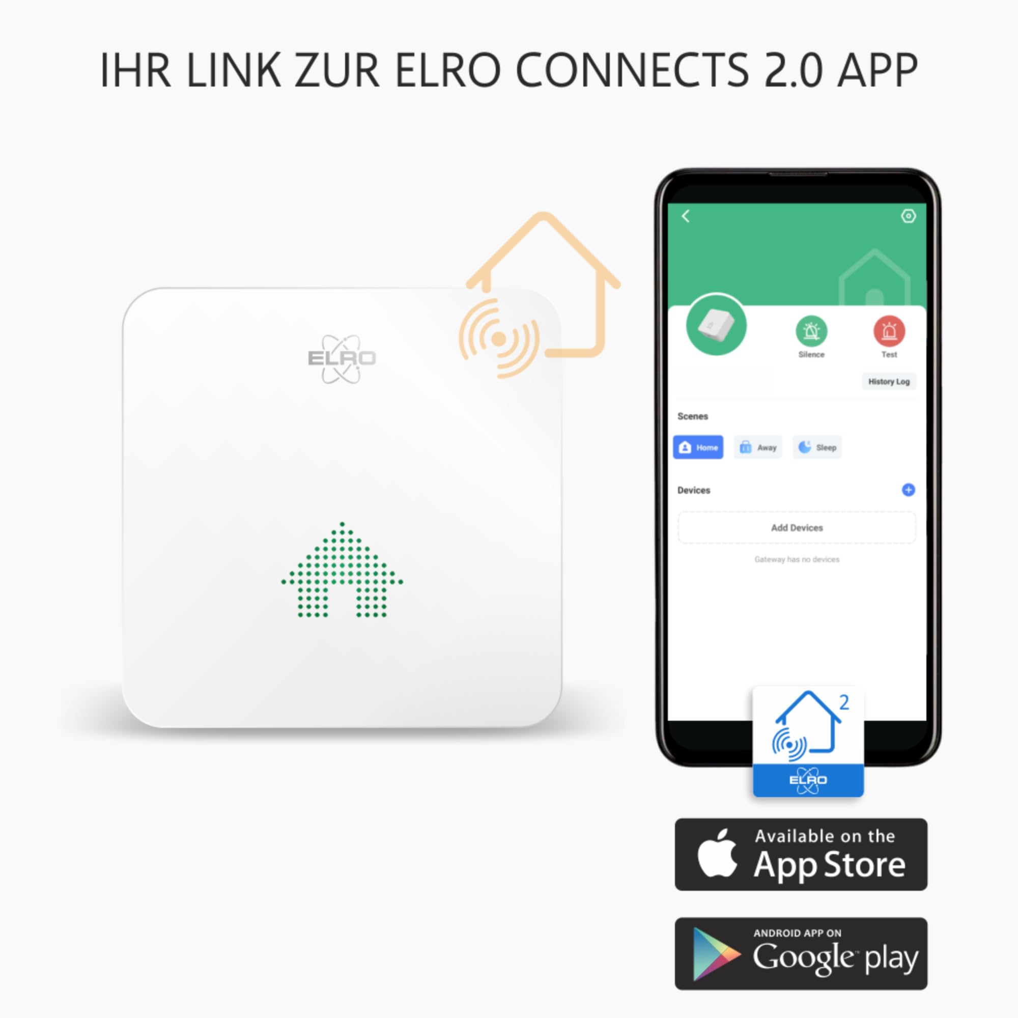 ELRO Connects SF500S Rauchmelder Kit - Komplettes Set K2 Connector + 3X Funk Rauchmelder Kit - Warnt per Smartphone - nach EN14604