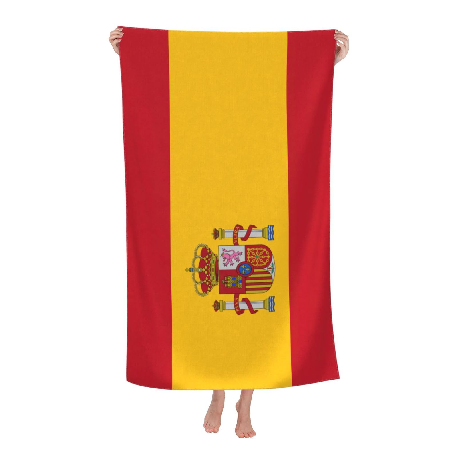 pojknbv Spanish Flag Print Oversized Adult Beach Towel Quick-Dry Comfortable Lightweight Travel Pool Camping