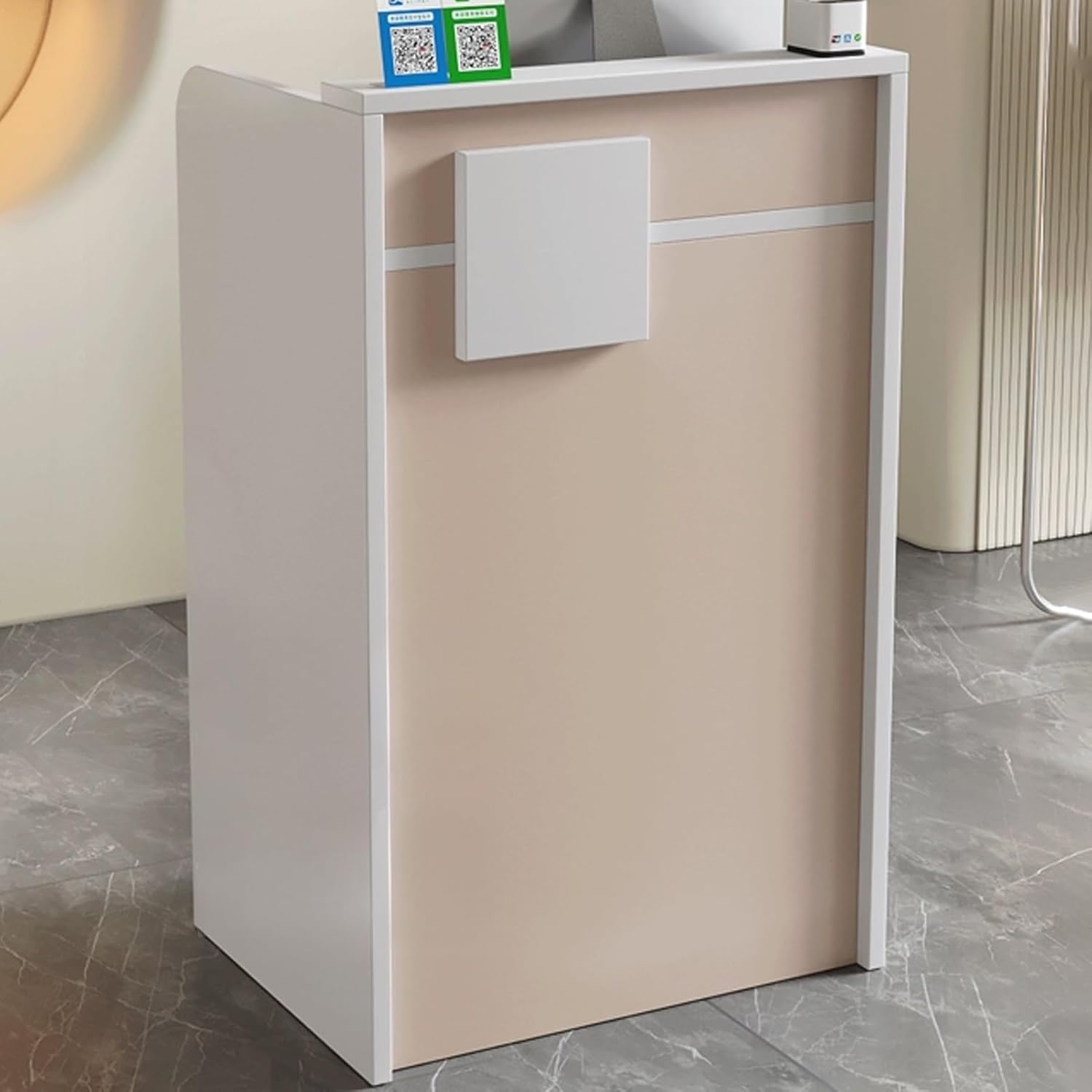 JKGHK Reception Desk, Front Counter with Storage Drawers and Cabinets, Modern Front Desk Reception Room Table with Double Storage, for Clinic Lobby Salon Office(Khaki A,23.6in/60cm)