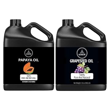 Naturevibe Botanicals Papaya Seed Oil 32oz and Grapeseed Oil 32oz | Oil Combo
