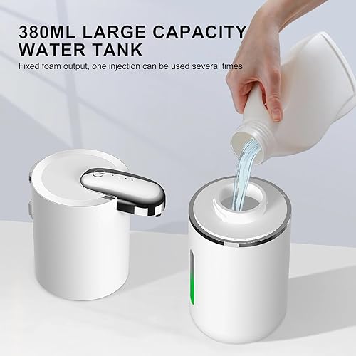 Miniatura 5 de Dispensador automático de jabón líquido, dispensador de jabón de manos recargable sin contacto de 12.8 onzas, volumen de espuma ajustable de 4