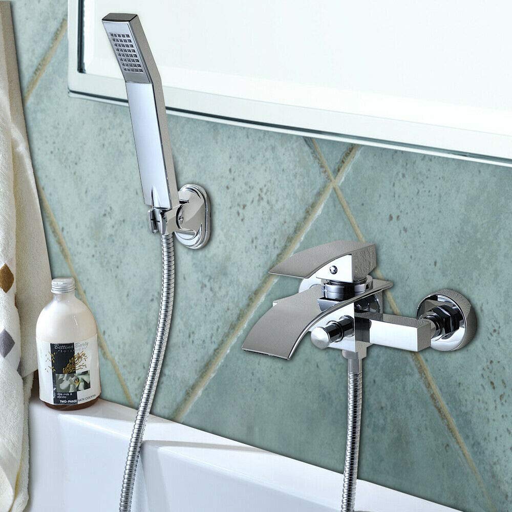 Badewannenarmatur mit Handbrause Badewanne Duschsysteme Duscharmatur mit Wasserfall Auslauf Einhebel-Wannenarmatur Badarmatur für Bad Badezimmer Dusche