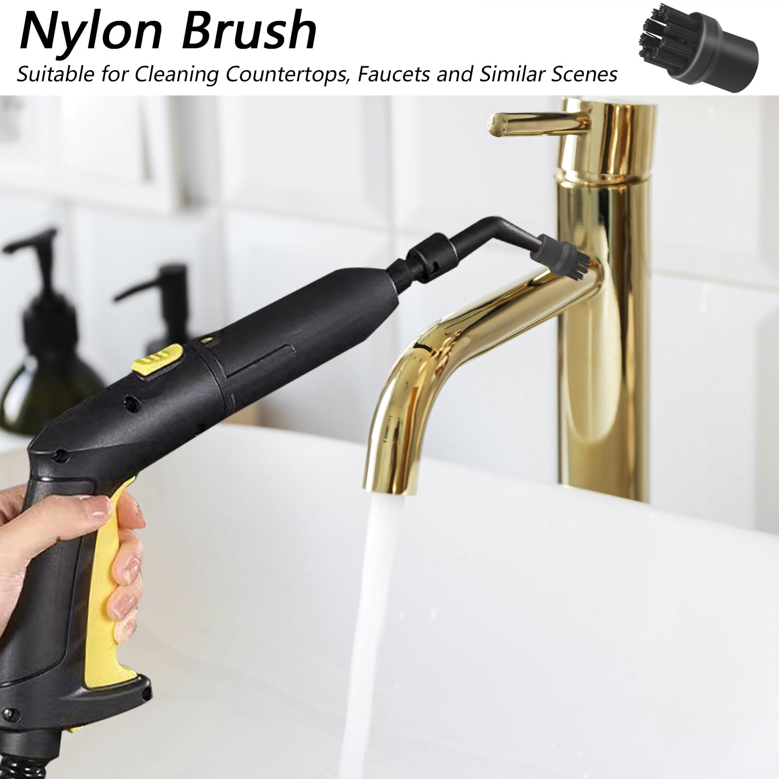 Accesorios de limpieza a vapor, 10 cabezales de cepillo de limpieza a vapor, accesorios de cabezal de cepillo de latón para limpiadores de vapor (4 cepillos de latón + 6 cepillos de nailon)