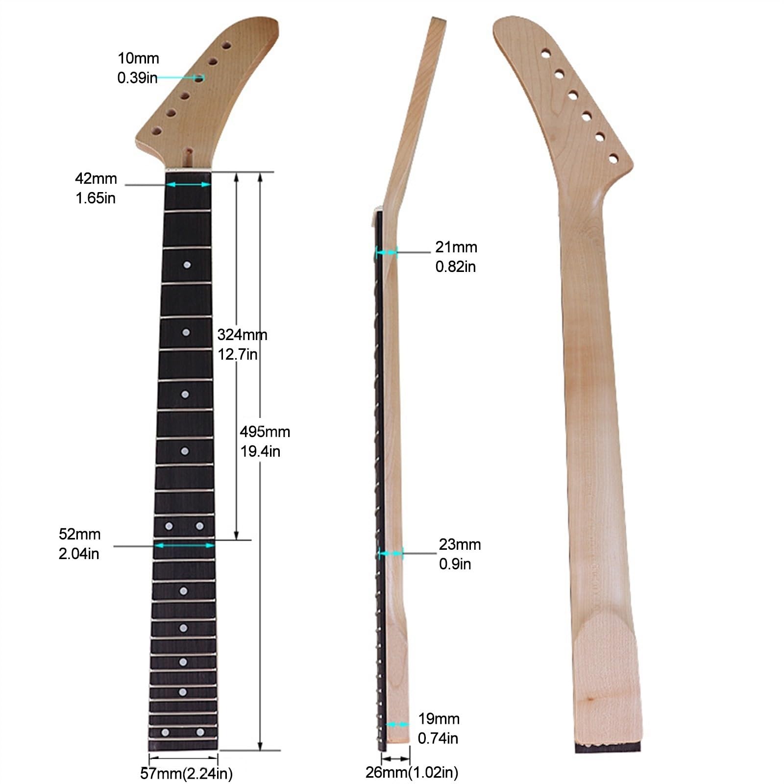 24 Tasti Acero Canadese Palissandro Manico Per Chitarra Elettrica Parti Di Ricambio Manico Chitarra Baritono Universale Manico Basso Jazz Utensile