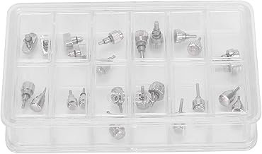 24 Pieces Watch Press Button Parts, Key Repair Tool with Box 12 Compartments, Portable Light Alloy for Watchmaker and Watch Maintenance