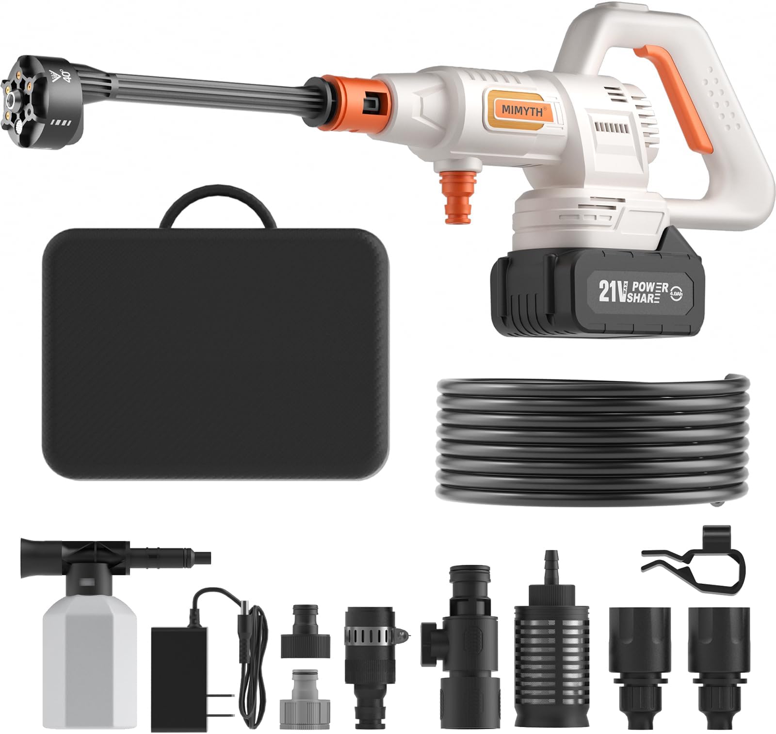 Cordless Pressure Washer; 1200PSI Brushless White Cordless Power Washer with Brushless Motor, 4.0Ah Battery&Charger, 6-in-1 Nozzle, 3 Power Level Touch Screen; powerwasher for Cars/Yard