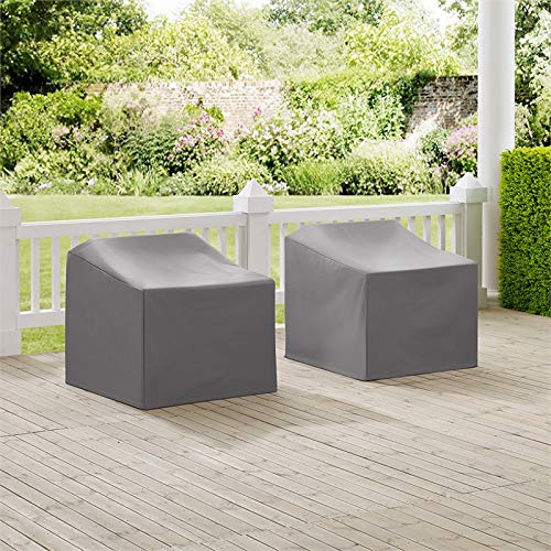 Pemberly Row Vinyl/Heavy Gauge Patio Chair Cover in Gray (Set of 2)